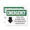 Signmission Pull The Alarm Cord For Immediate With Symbol, 5 in W x Rectangle, Vinyl Decal OS-2PACK-EM-D-35-L-10416 - alternate 1